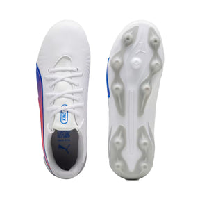 Puma King Match FG/AG Junior Football Boots: White/Bluemazing/Light Grey
