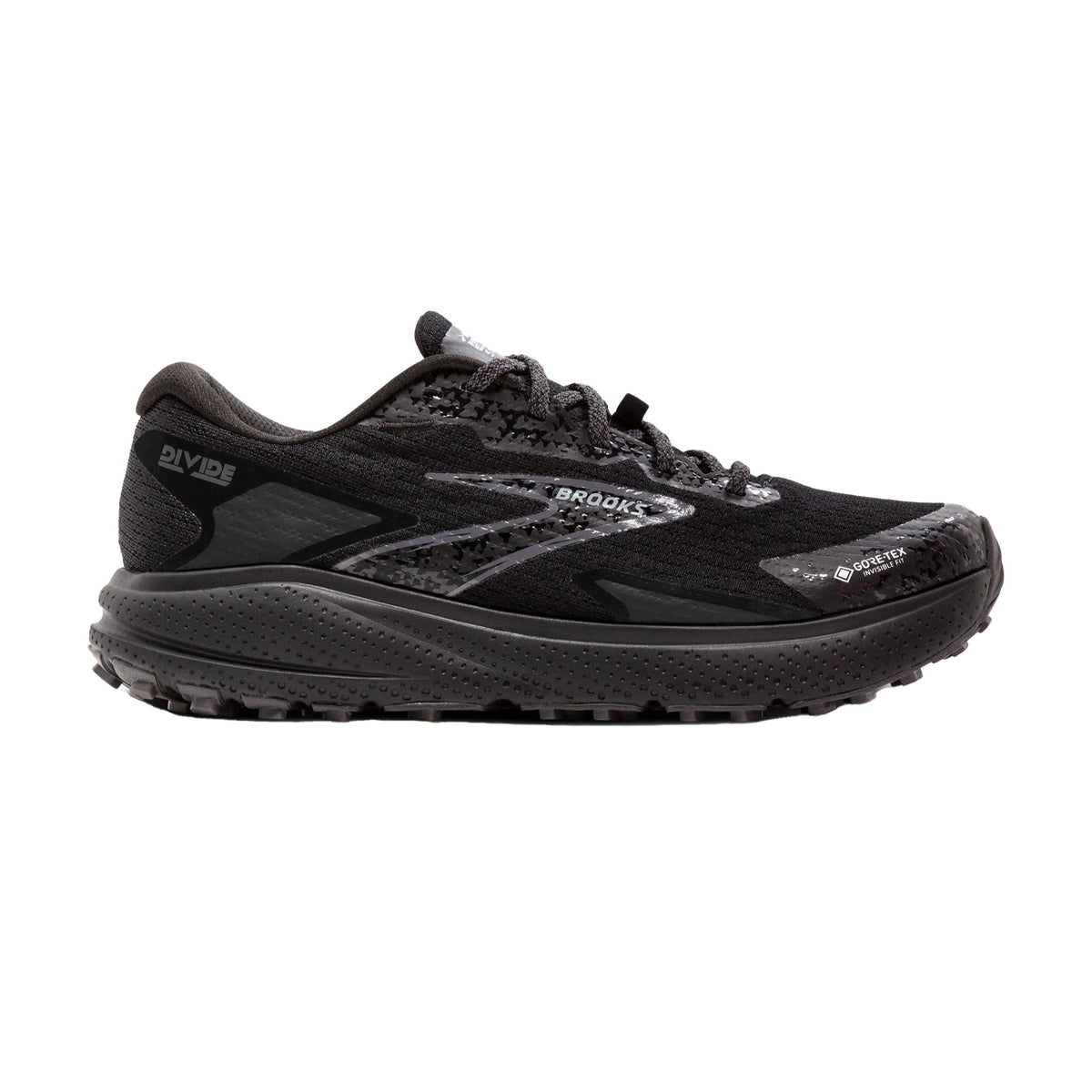 Brooks Divide 5 GTX Mens Trail Running Shoes: Black/Alloy/Primer Grey