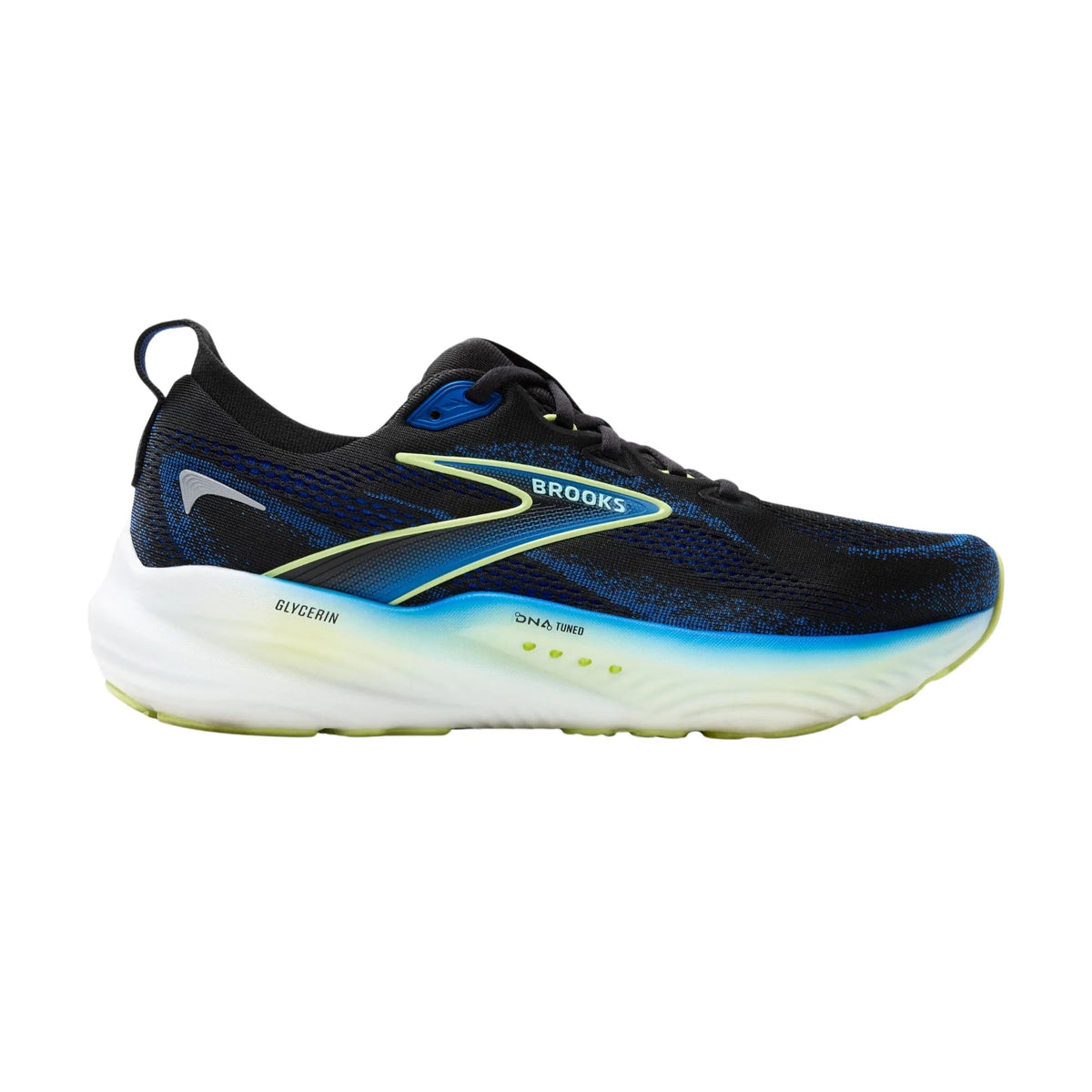 Brooks Glycerin 22 Mens Running Shoes: Black/Cobalt/Neo Yellow