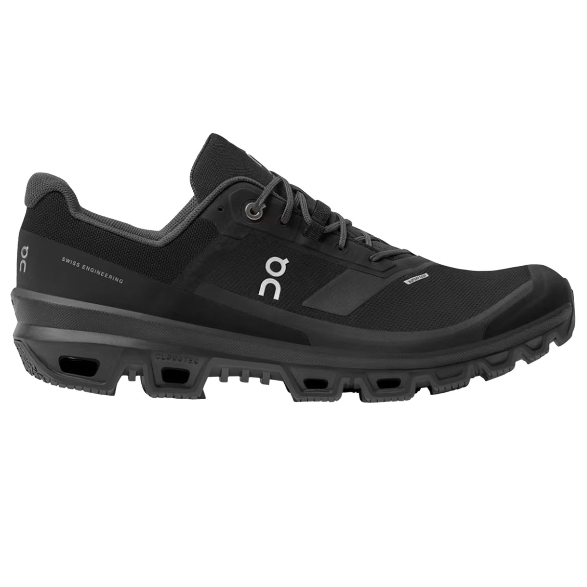 On Cloudventure Waterproof Mens Trail Shoes: Black/Dark