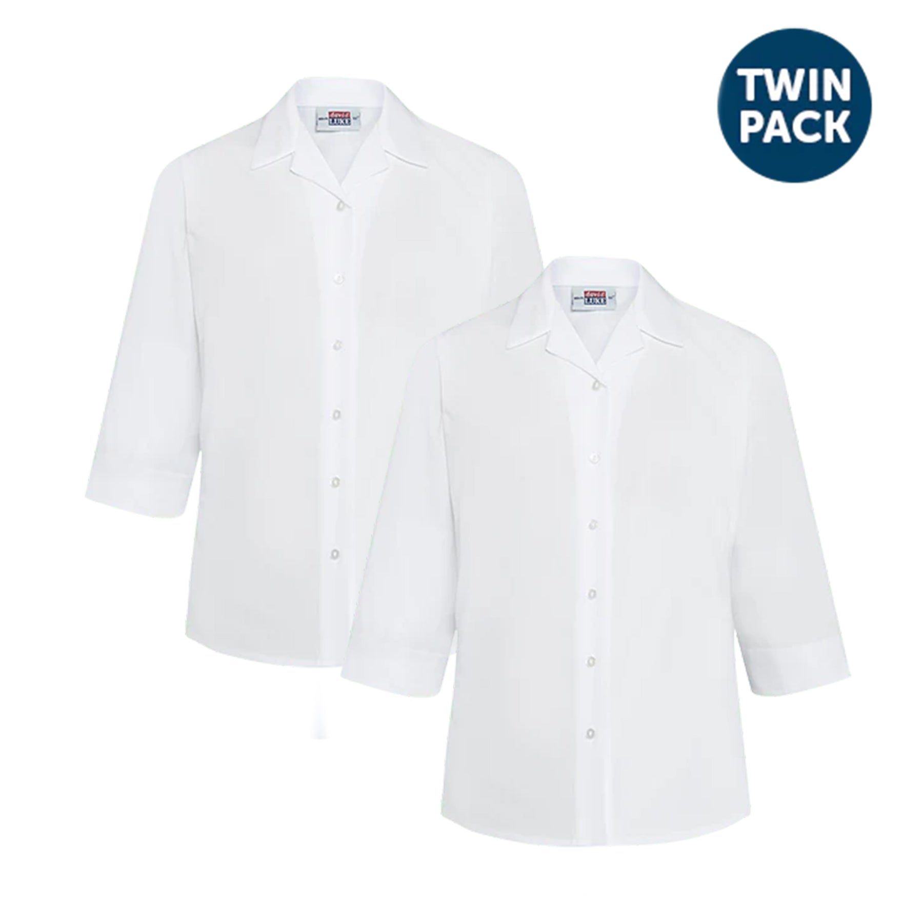Revere 3/4 Sleeve Blouse (Twin Pack): White