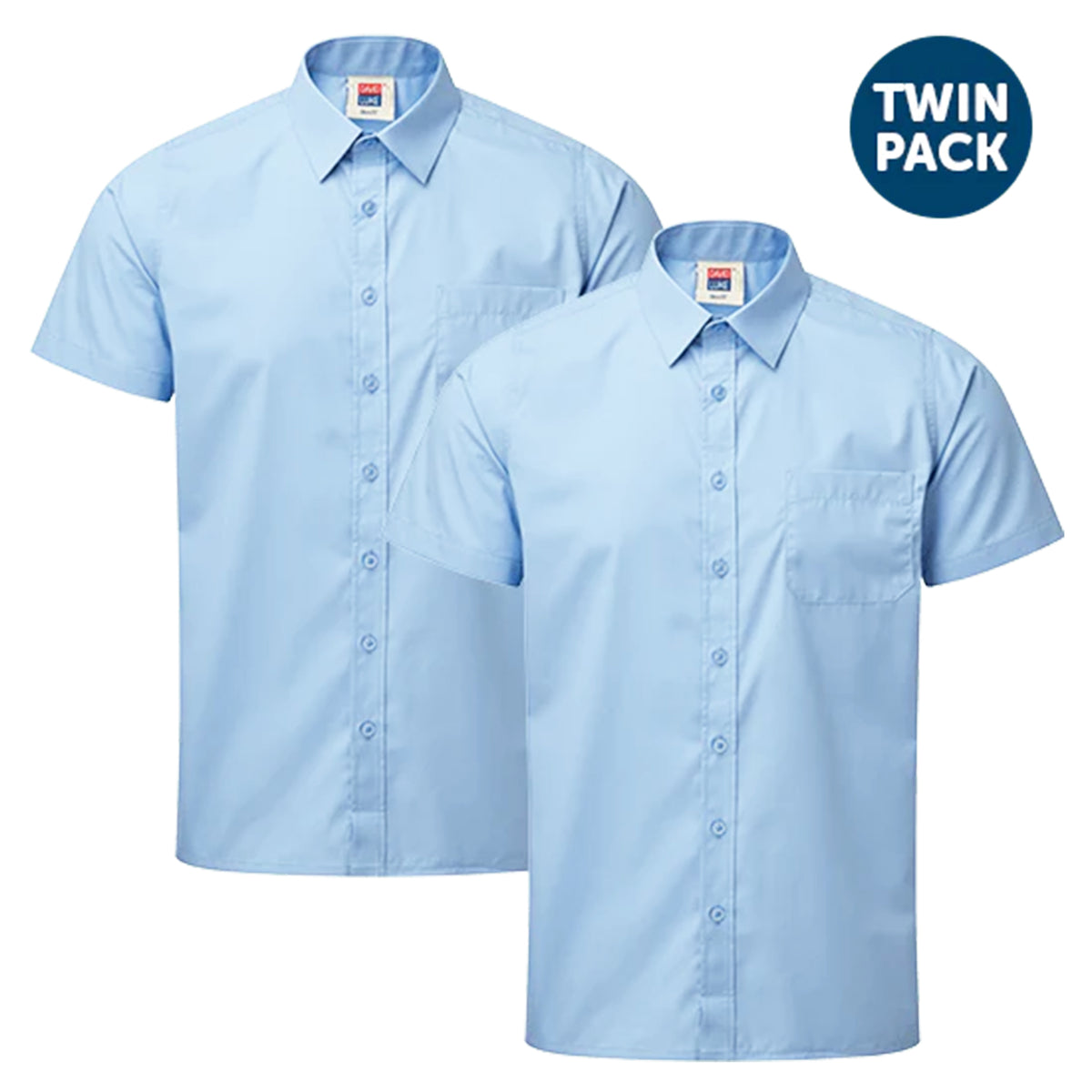 Boys Short Sleeve Shirt (Twin Pack): Blue