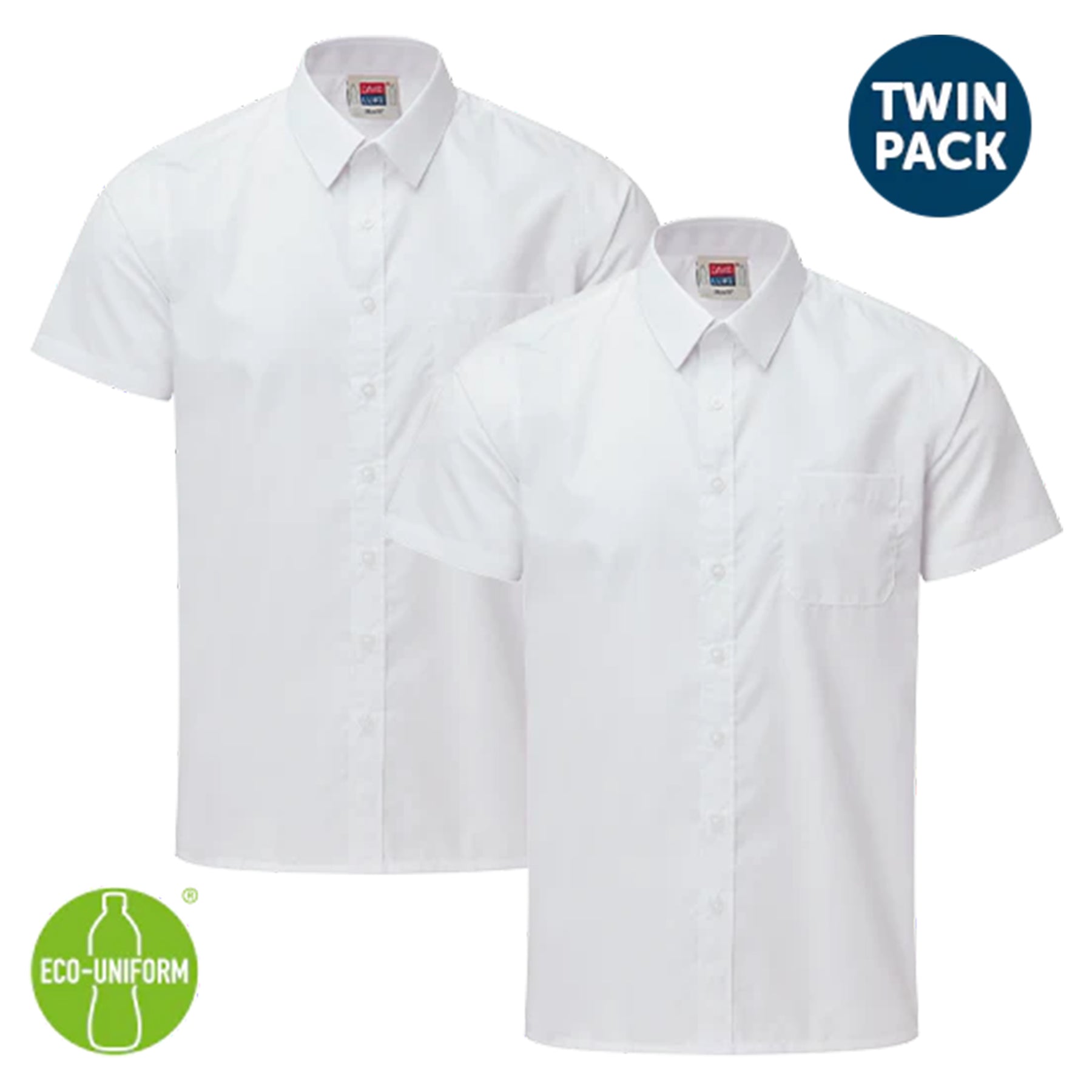 Boys Short Sleeve Shirt (Twin Pack): White