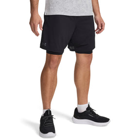Under Armour Mens Tech Vent  2in1 Shorts: Black/Castlerock