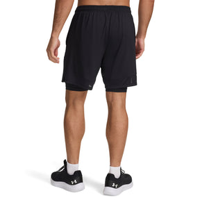 Under Armour Mens Tech Vent  2in1 Shorts: Black/Castlerock
