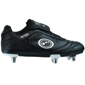 Optimum 6 Stud Razor Football Boots: Black/Silver