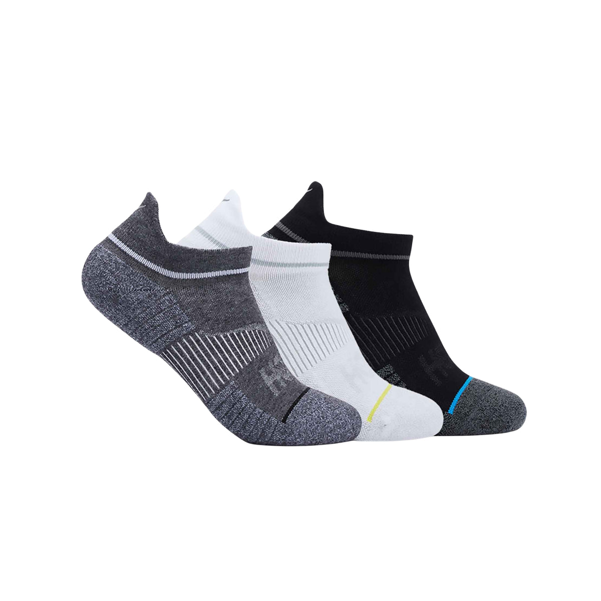 Hoka U No-Show Running Socks (3 pack) :White/Black