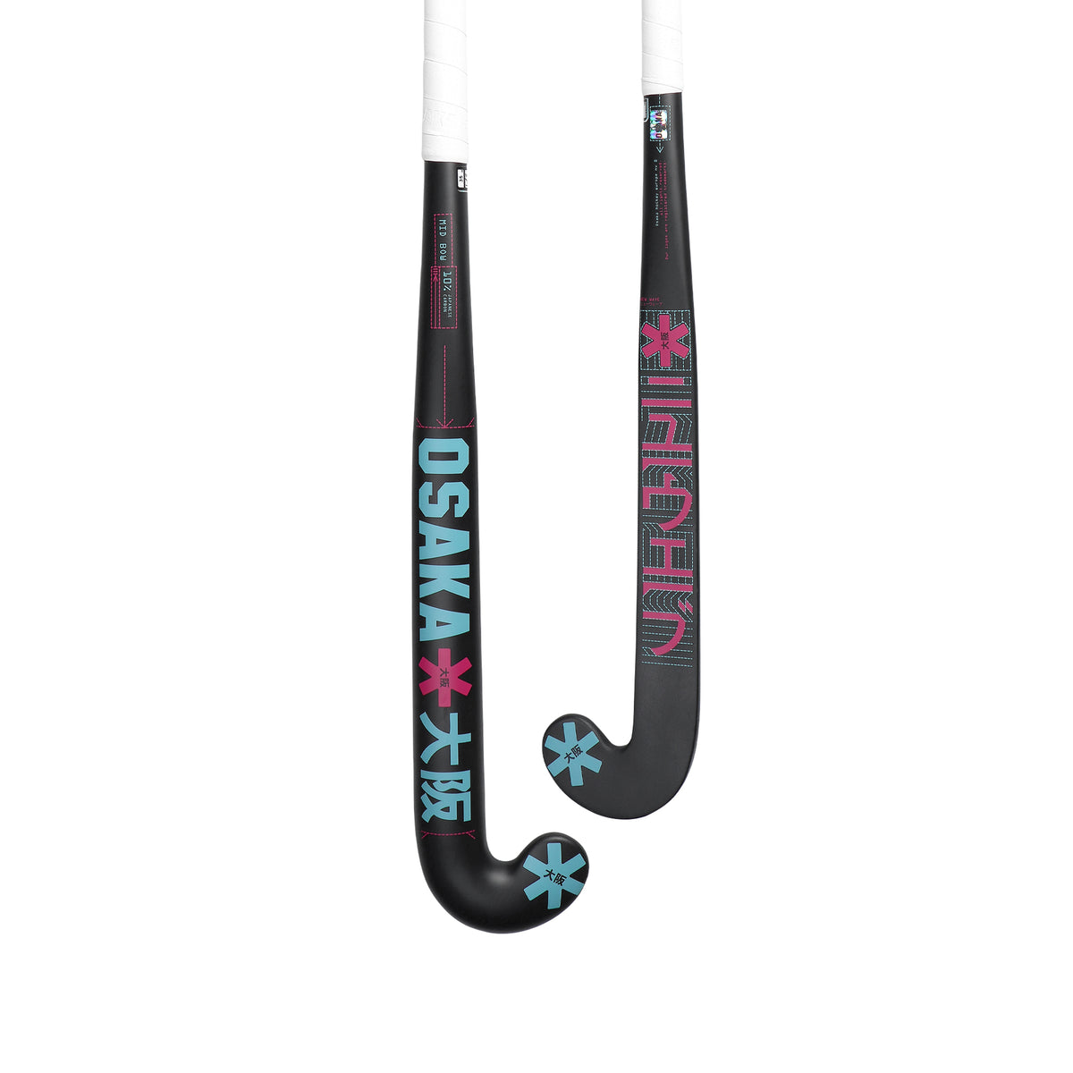 Osaka Mid Bow 10 Hockey Stick 2025: Retro Blue/Raspberry