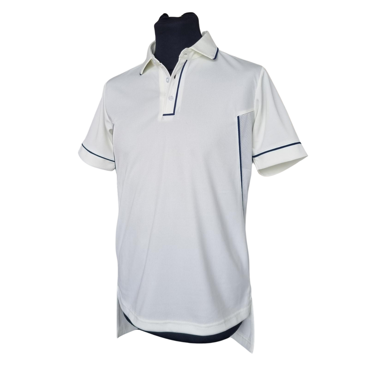 Salamander Polyester Cricket Shirt: Navy Trim