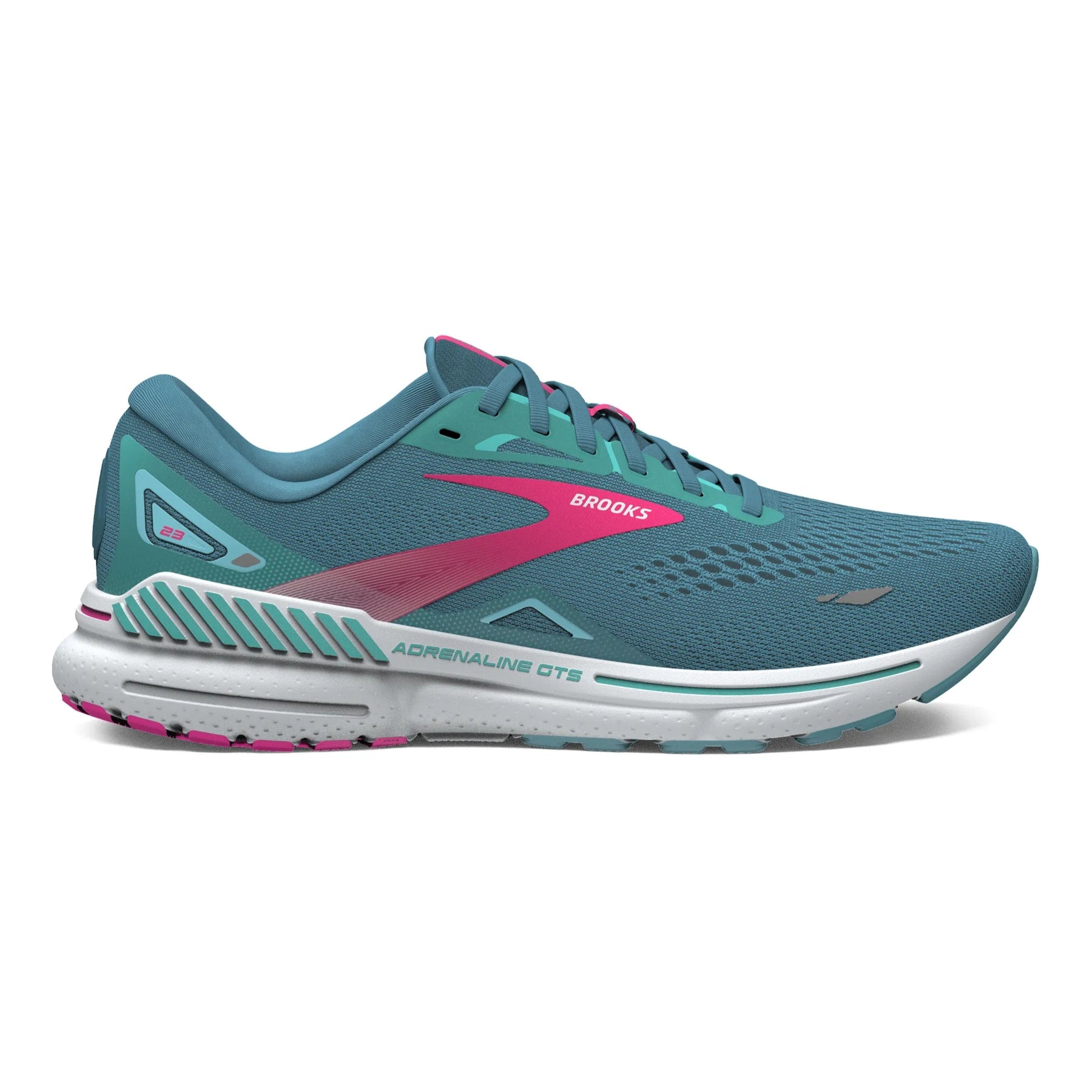Brooks Adrenaline GTS 23 Womens Running Shoes: Storm Blue/Pink/Aqua
