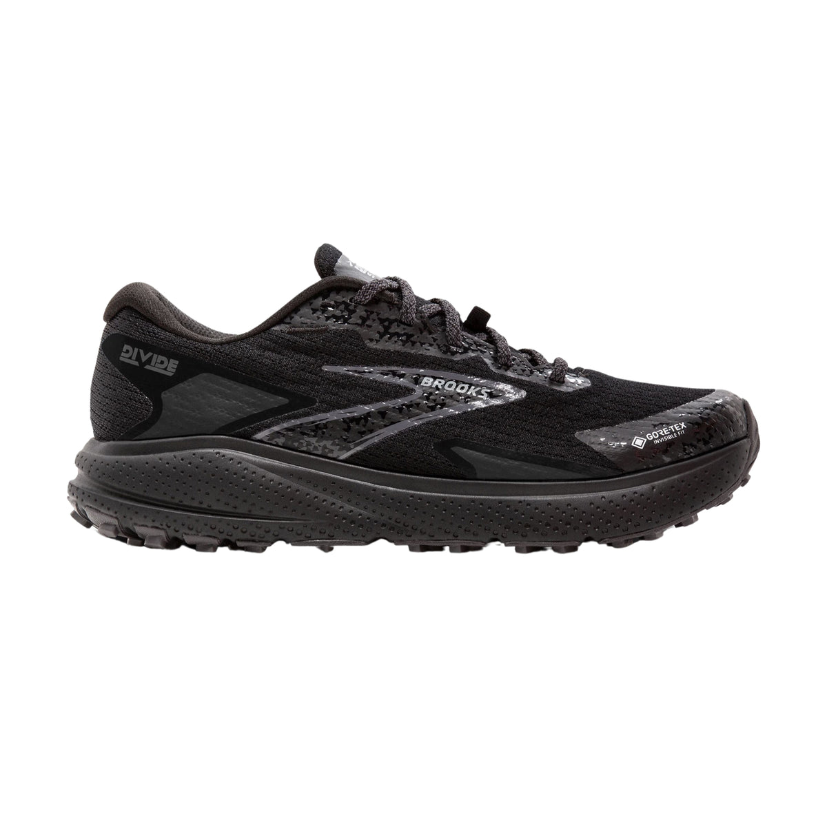 Brooks Divide 5 GTX Womens Trail Running Shoes: Black/Alloy/Primer Grey