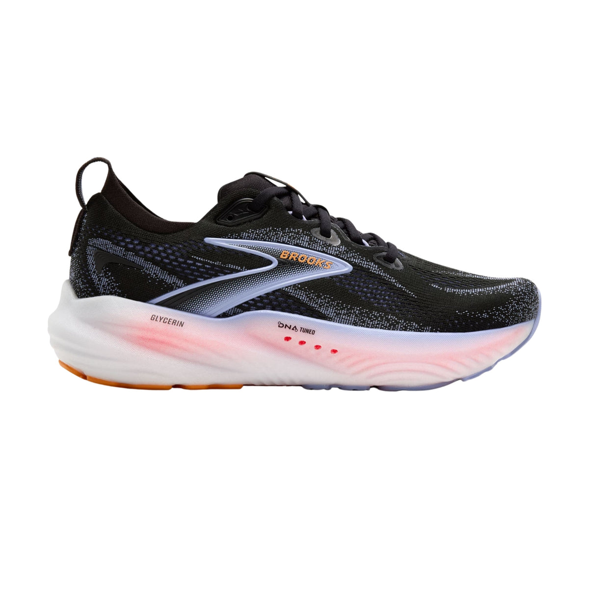 Brooks Glycerin 22 Womens Running Shoes: Black/Blue Heron/Orange