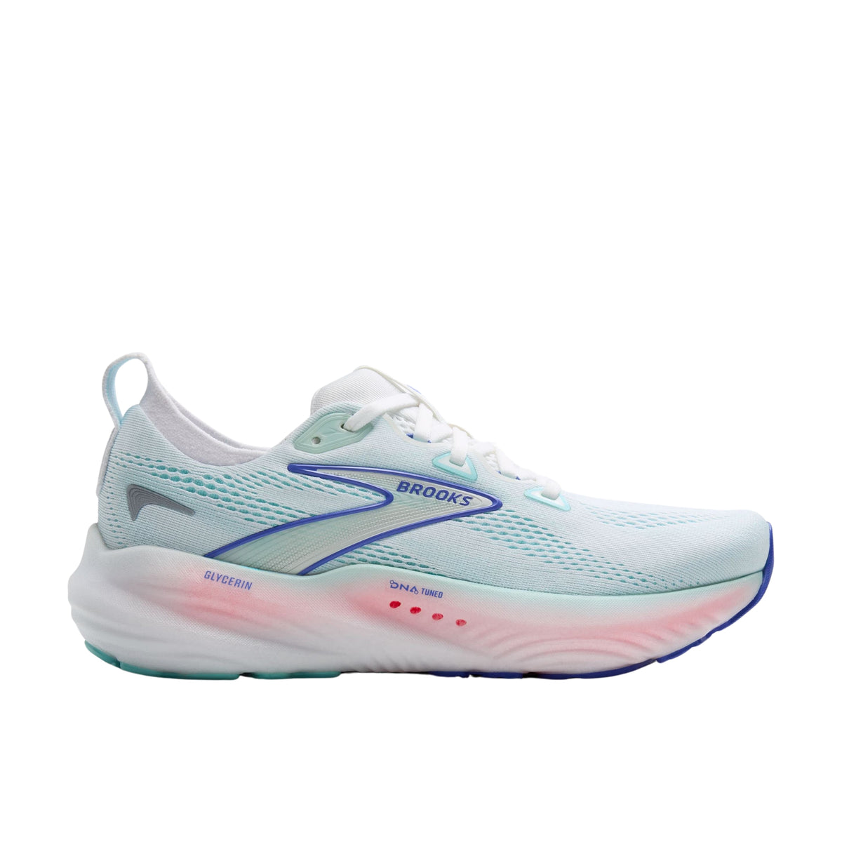 Brooks Glycerin 22 Womens Running Shoes: White/Limpet Shell/Amparo Blue