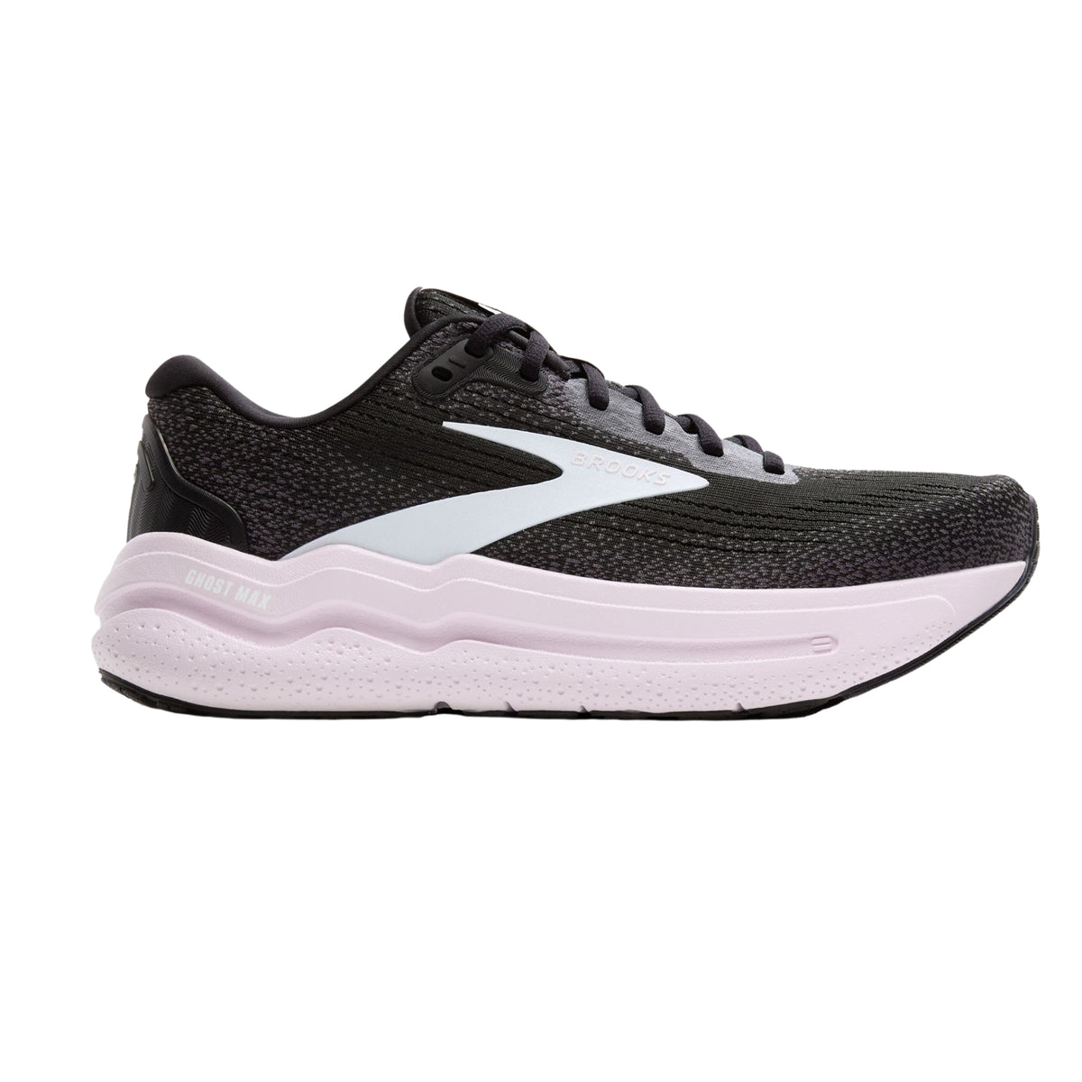 Brooks Ghost Max 2 Womens Running Shoes: Black/White/Orchid Ice