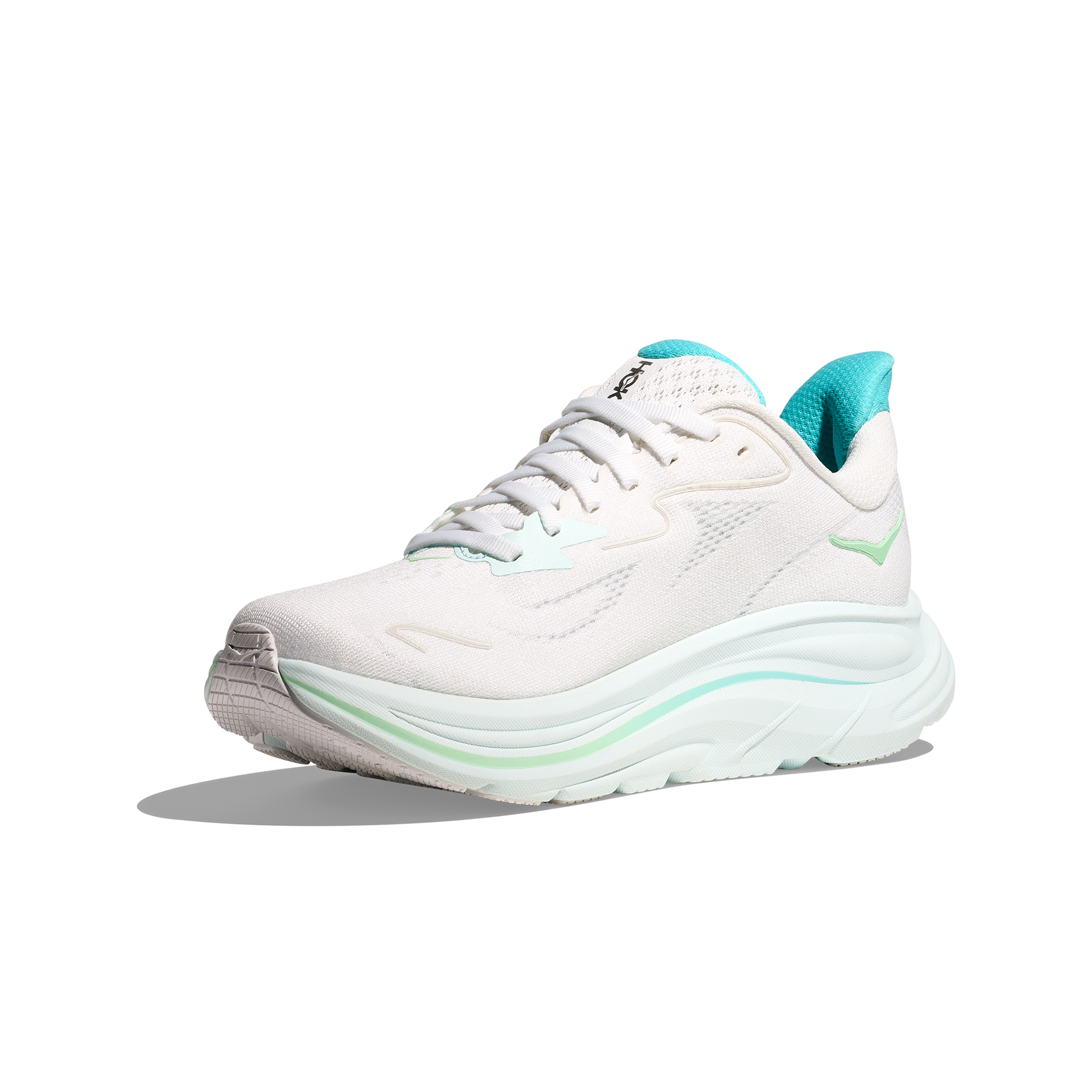 Hoka Clifton 10 Womens Running Shoes: White/Cielo Blue