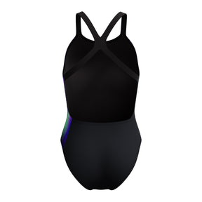 Speedo Women's Placement Printed PowerBack Swimsuit: Blurry Glass/Black