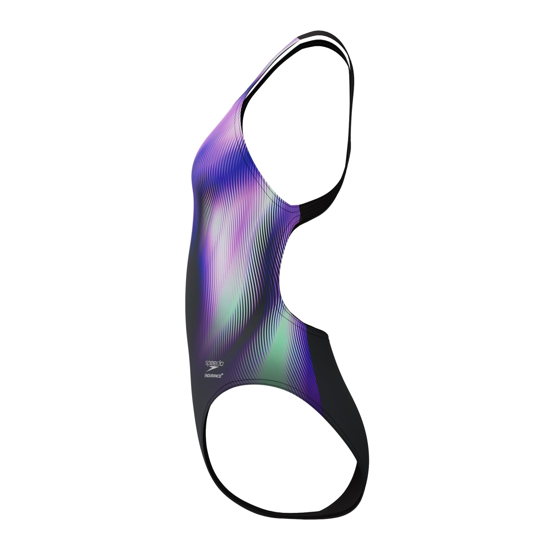 Speedo Women's Placement Printed PowerBack Swimsuit: Blurry Glass/Black
