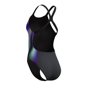 Speedo Women's Placement Printed PowerBack Swimsuit: Blurry Glass/Black