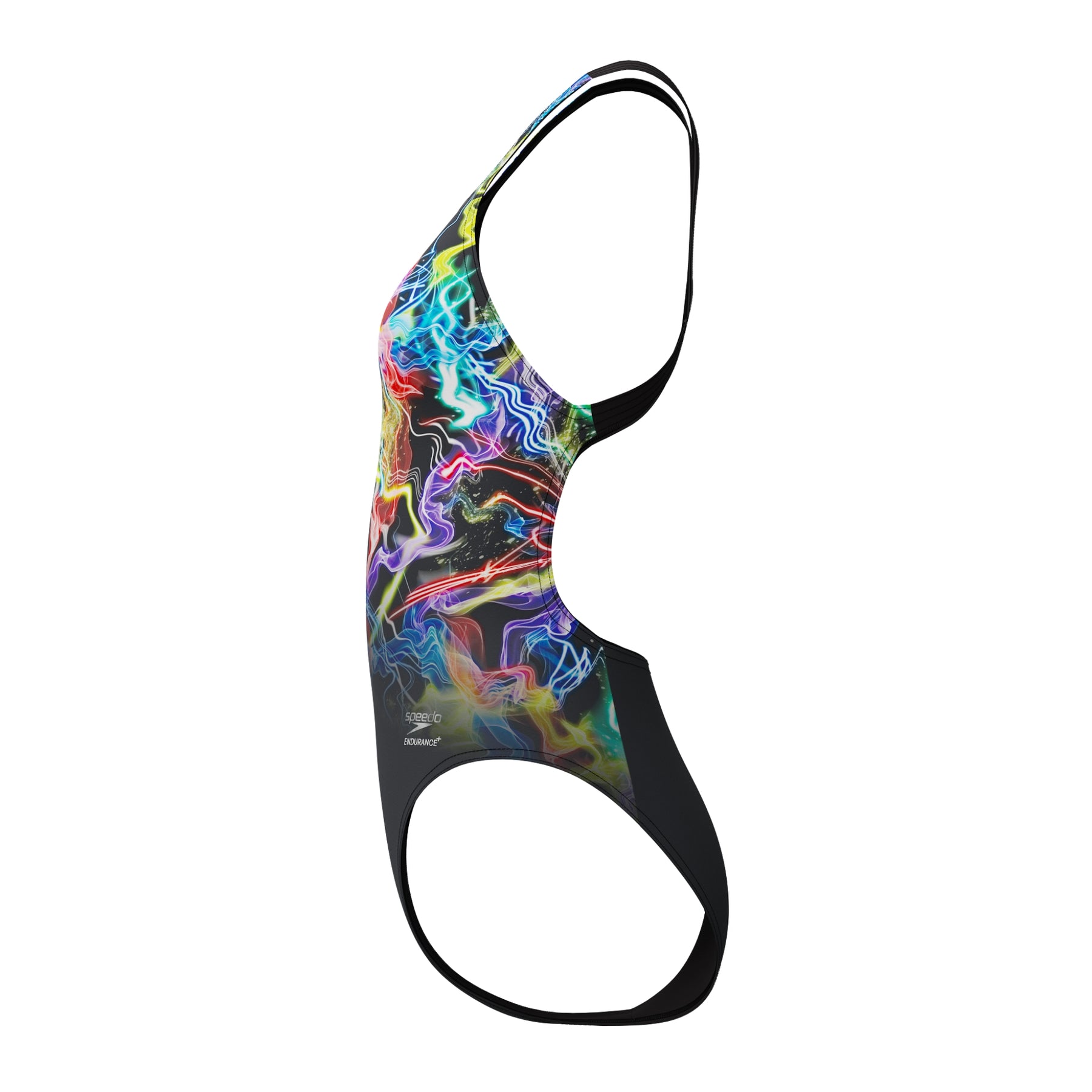 Speedo Women's Placement Printed PowerBack Swimsuit: Static Volta/Black
