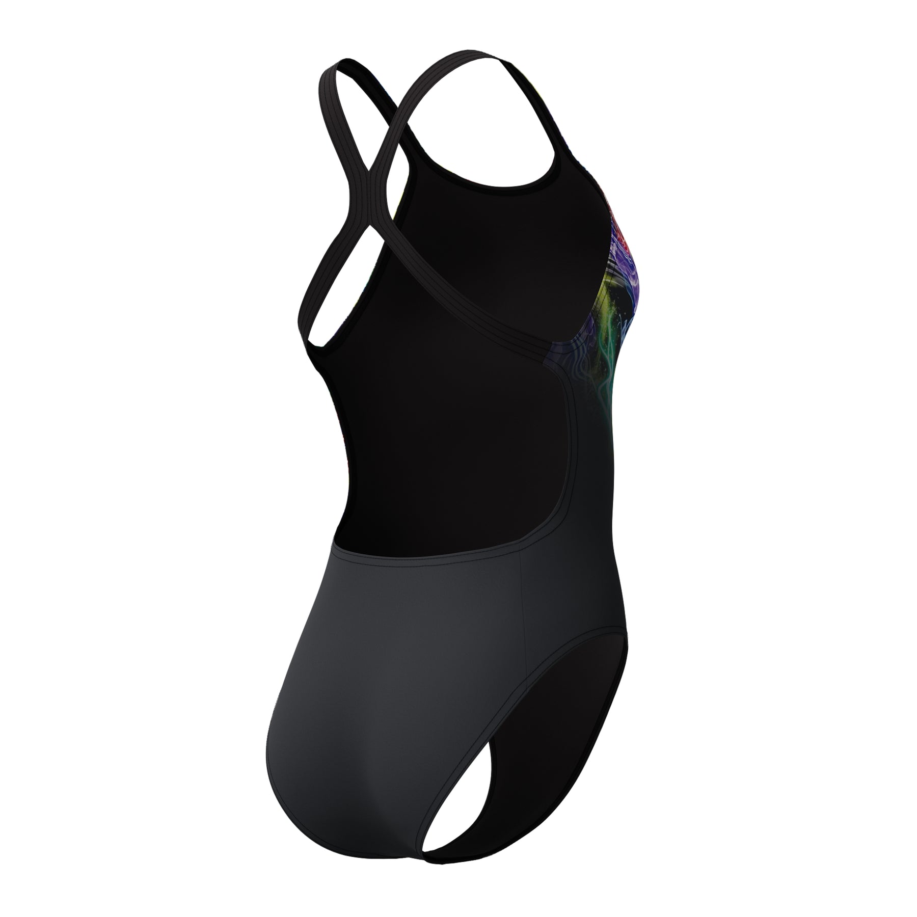 Speedo Women's Placement Printed PowerBack Swimsuit: Static Volta/Black