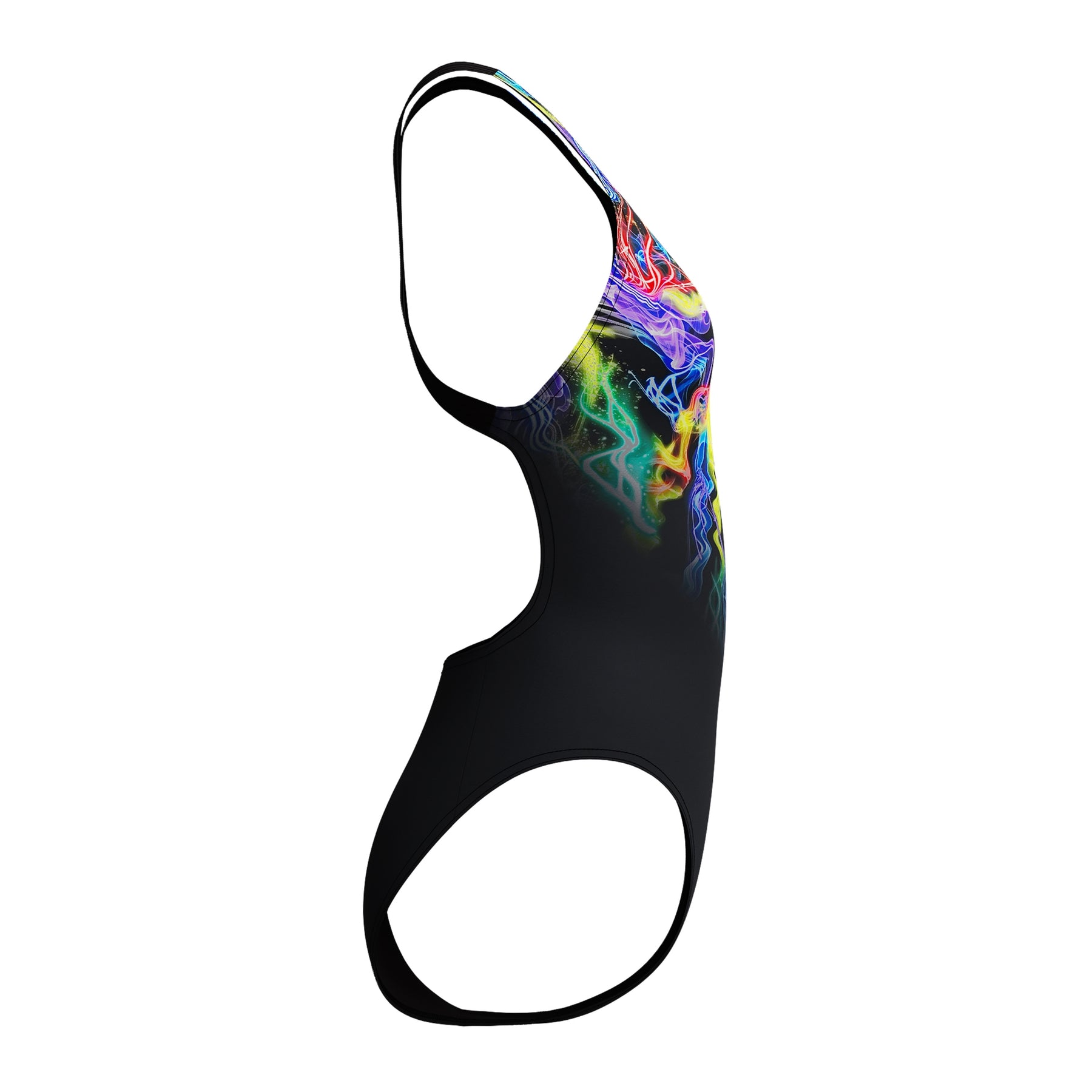 Speedo Women's Placement Printed PowerBack Swimsuit: Static Volta/Black