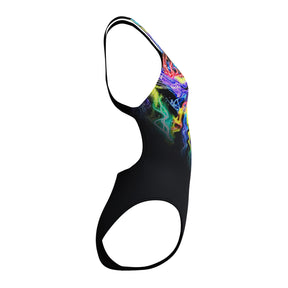 Speedo Women's Placement Printed PowerBack Swimsuit: Static Volta/Black