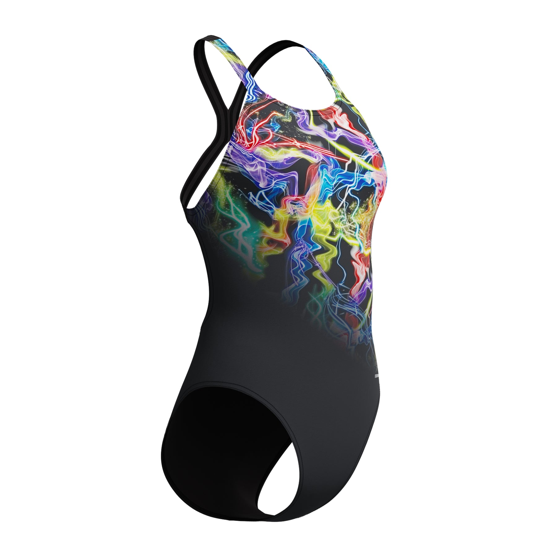 Speedo Women's Placement Printed PowerBack Swimsuit: Static Volta/Black