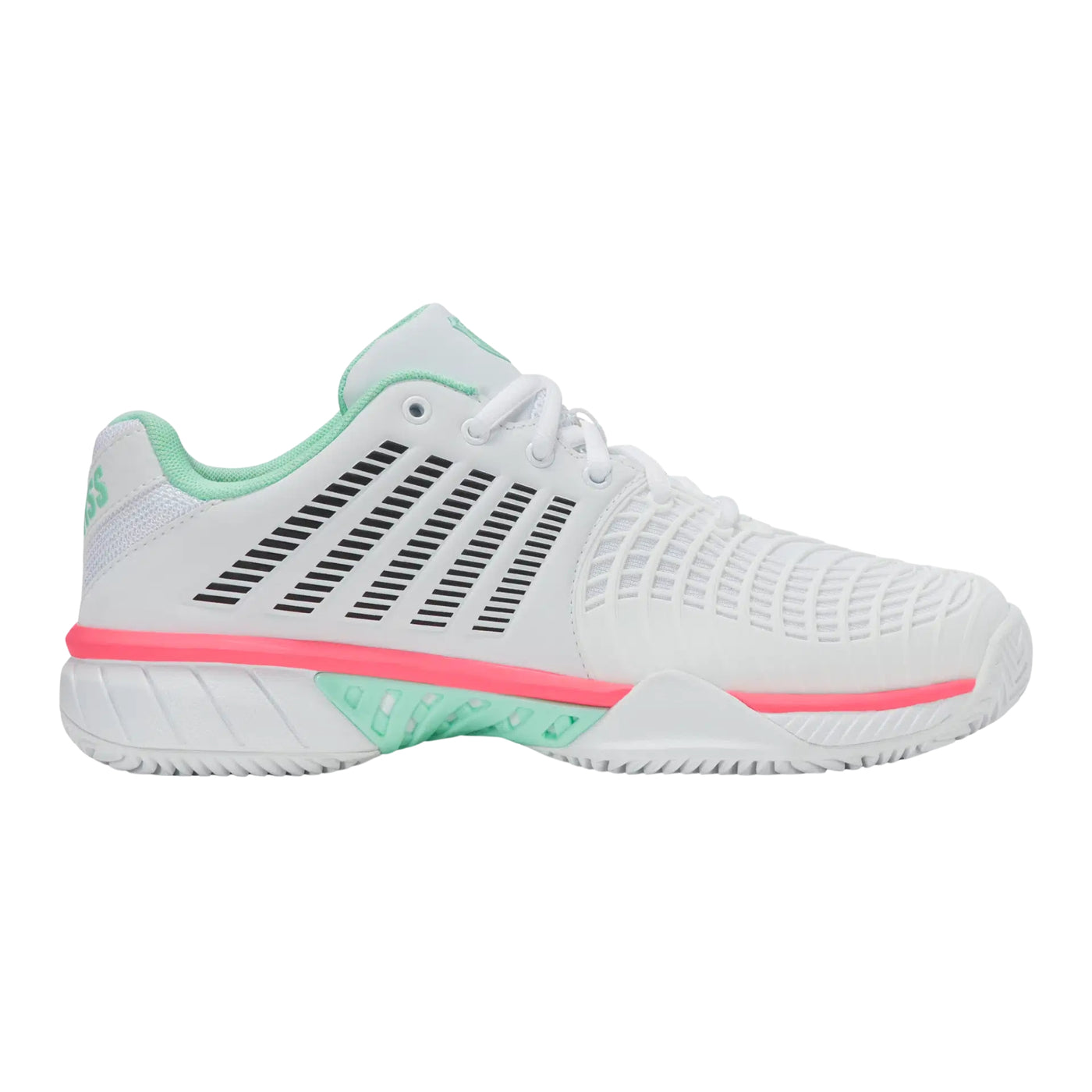 K Swiss Express Light 3 Clay Womens Tennis Shoes: White/Mint/Pastel Pink