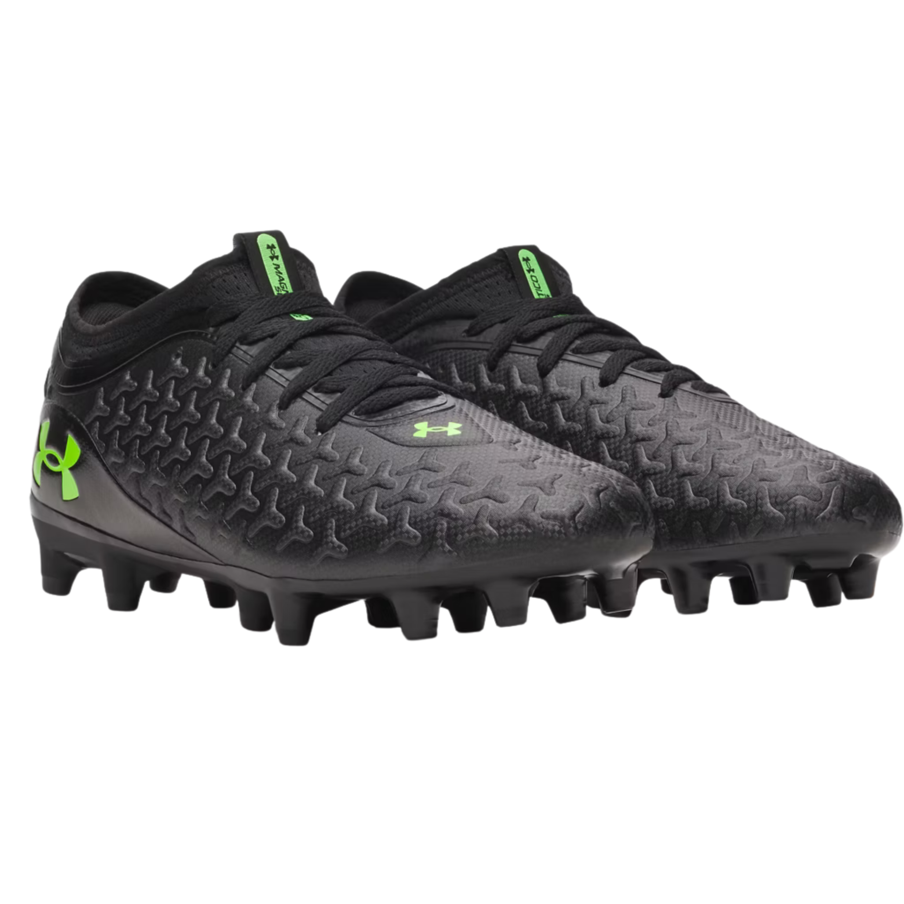 Under Armour Magnetico Select 6 Junior Football Shoes: Metallic Black/Hyper Green