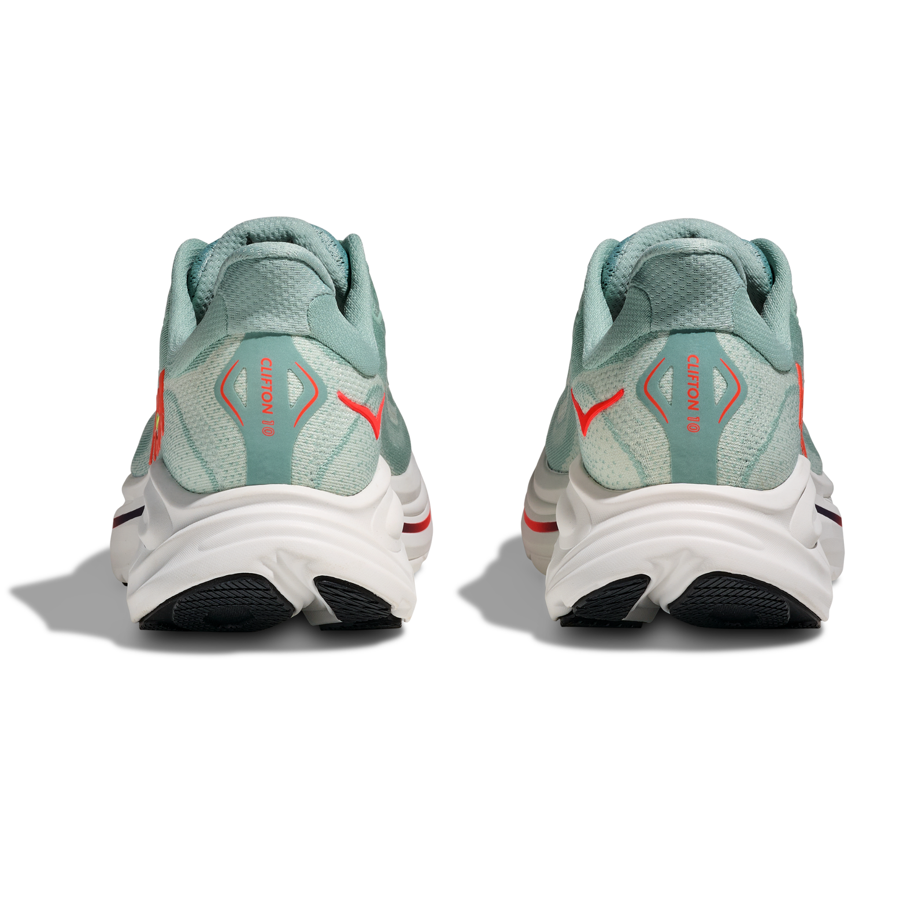 Hoka Clifton 10 Men's Running Shoes: Sage/Neon Flame