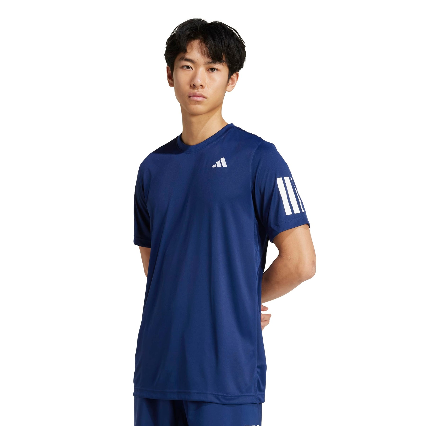 Adidas Club 3 Stripe Mens Tennis Tee: Navy