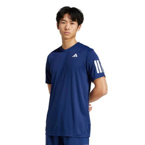 Adidas Club 3 Stripe Mens Tennis Tee: Navy