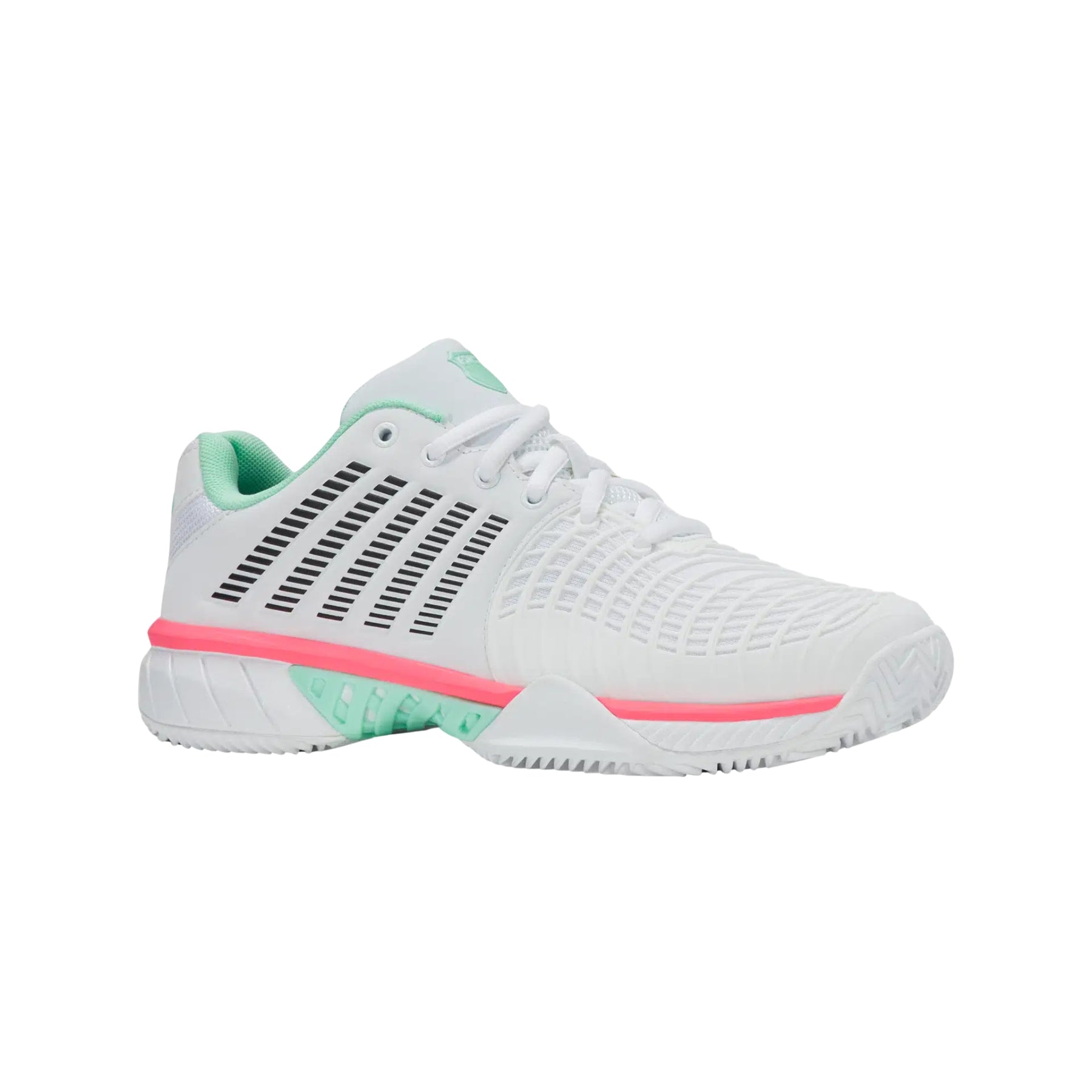 K Swiss Express Light 3 Clay Womens Tennis Shoes: White/Mint/Pastel Pink