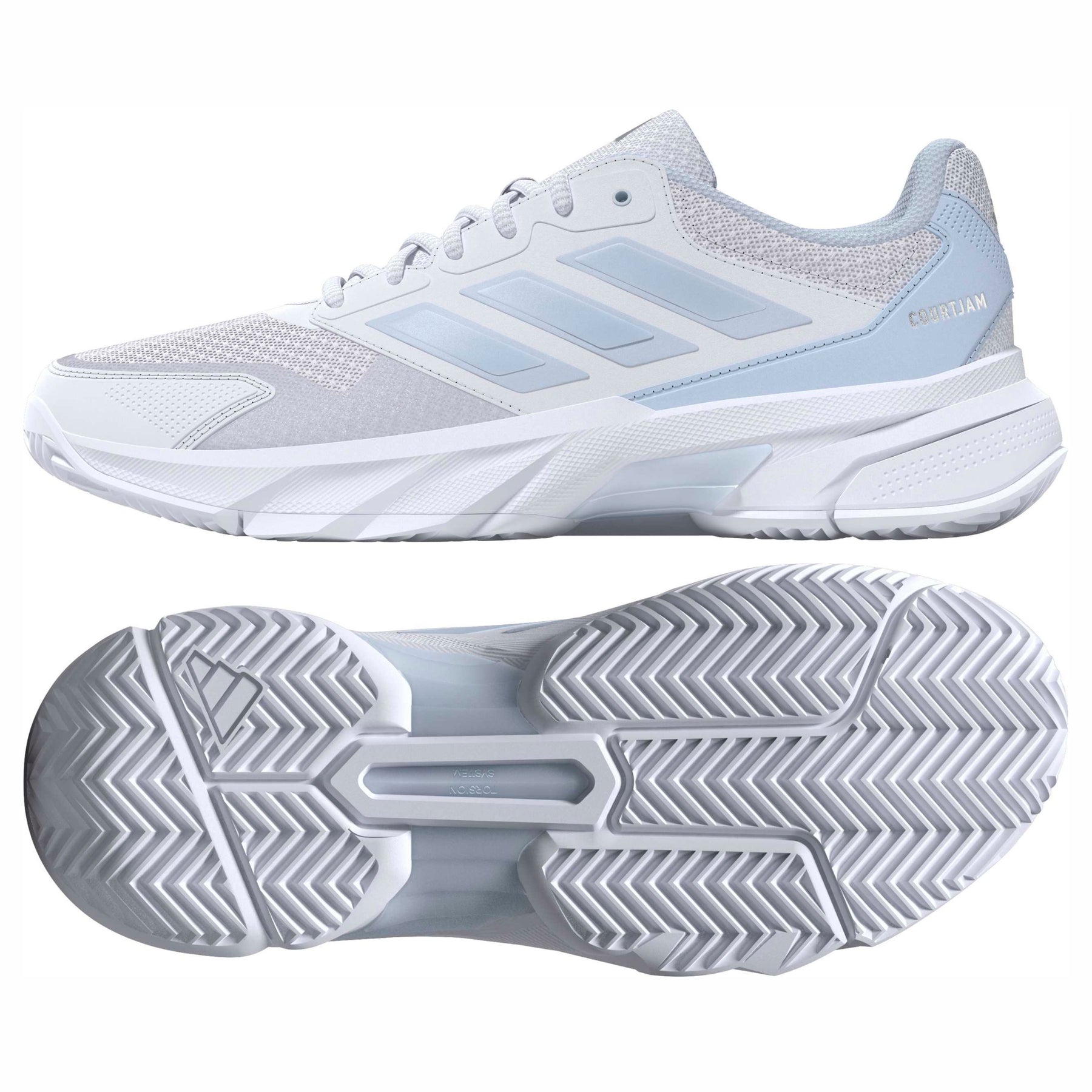 Adidas CourtJam Control 3 Womens Tennis Shoes: White/Blue