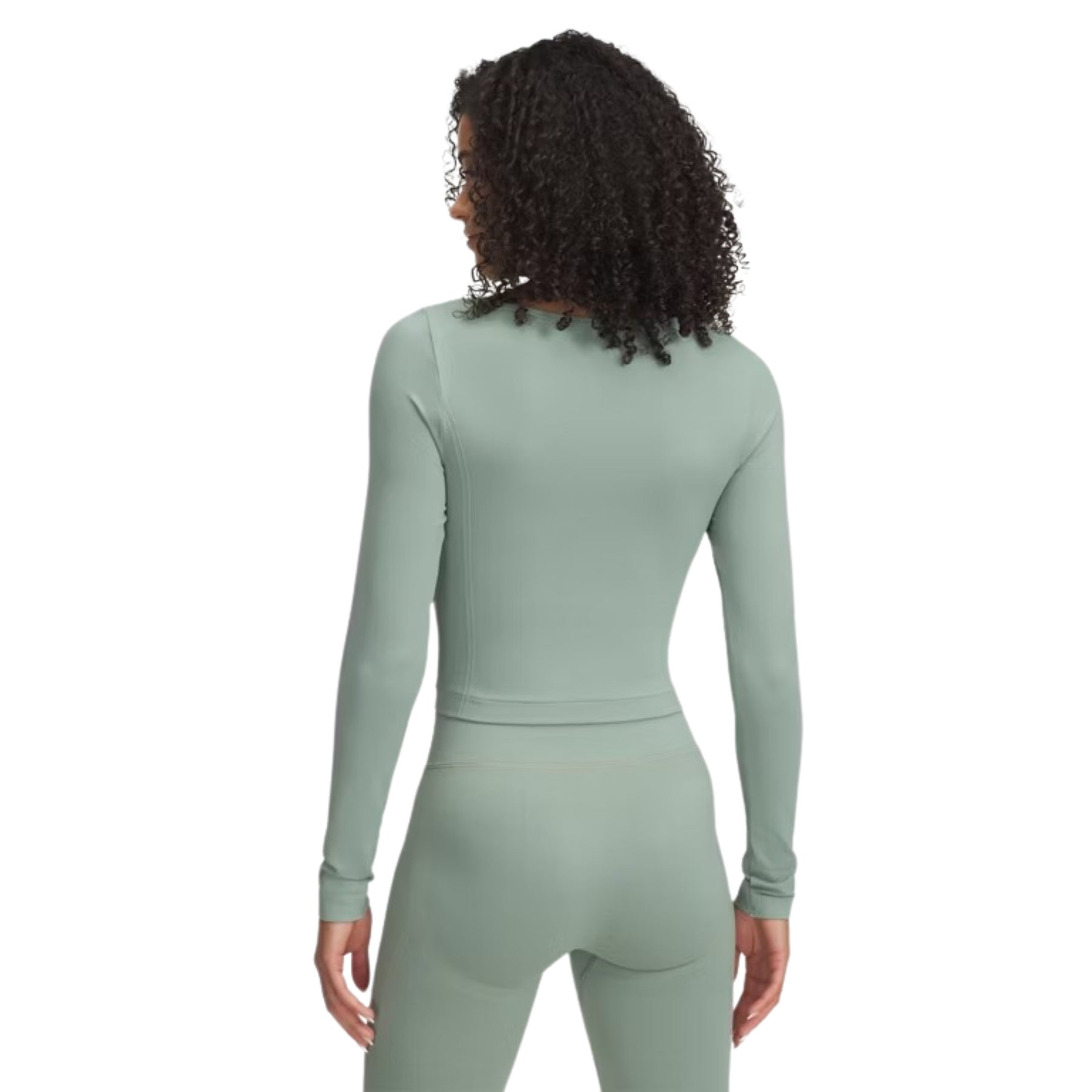 Under Armour Train Seamless Long Sleeve Womens Tee 2025: Silica Green/White