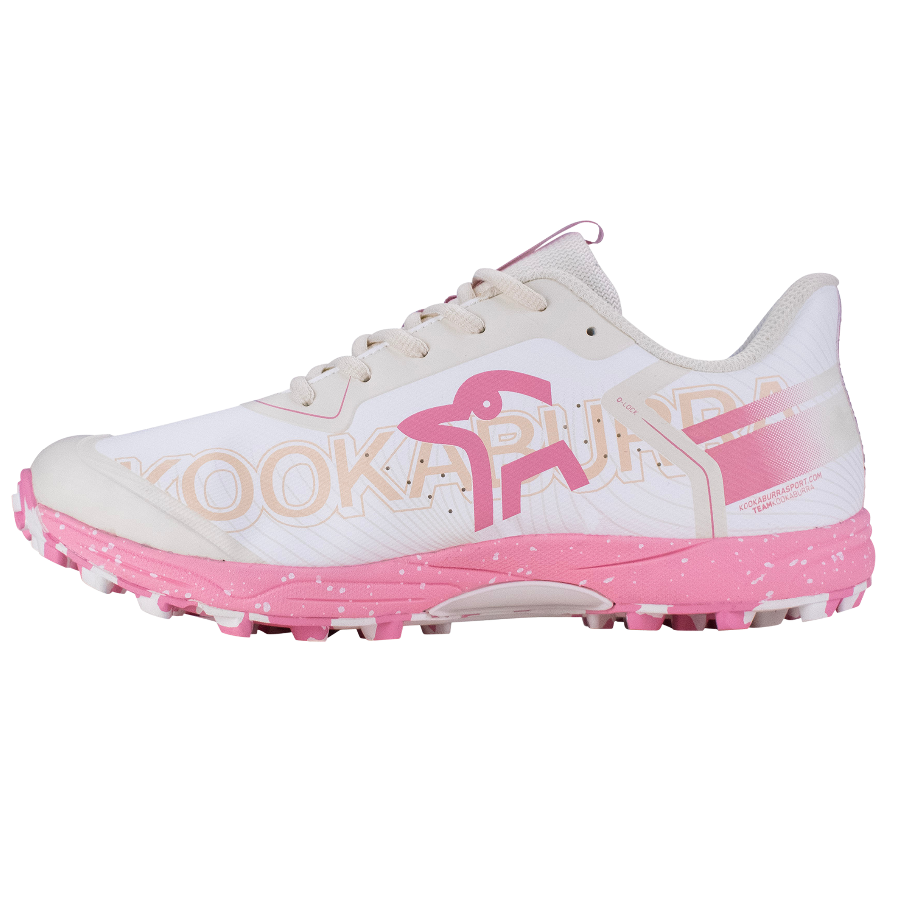 Kookaburra Aurora Hockey Shoes: Bone Salmon Pink
