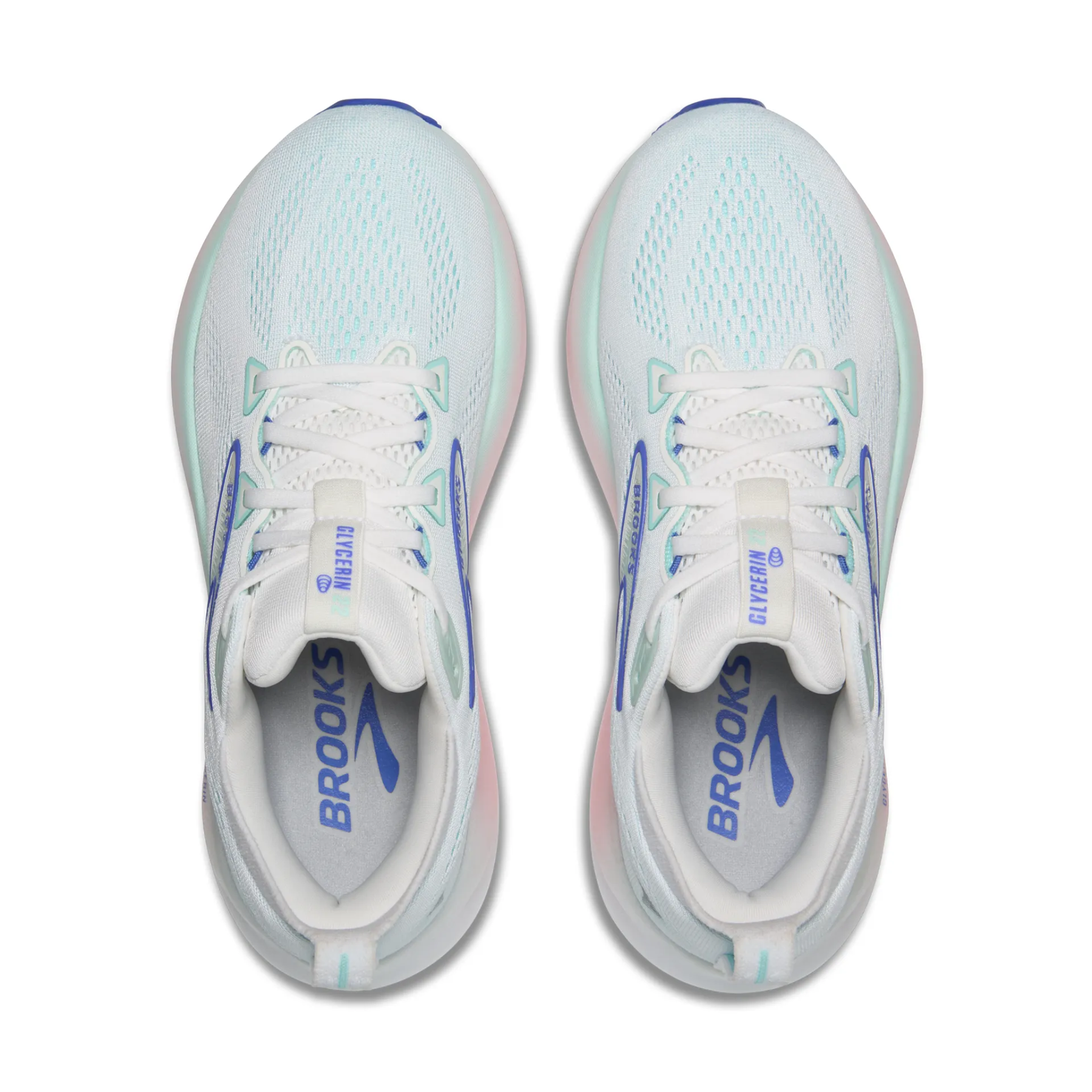 Brooks Glycerin 22 Women's Running Shoes: White/Limpet Shell/Amparo Blue