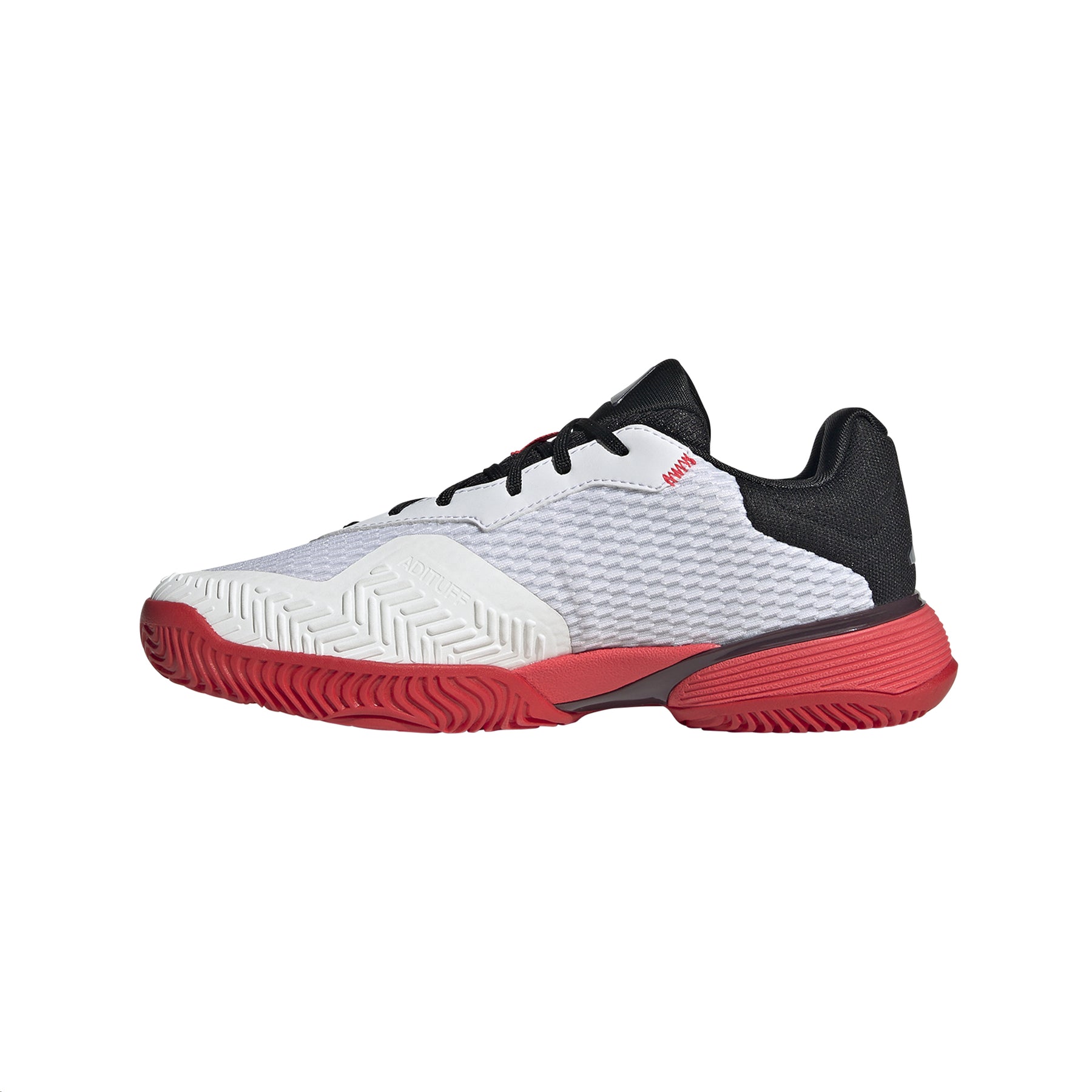 Adidas Barricade K Kids Tennis Shoes: White/Black/Red