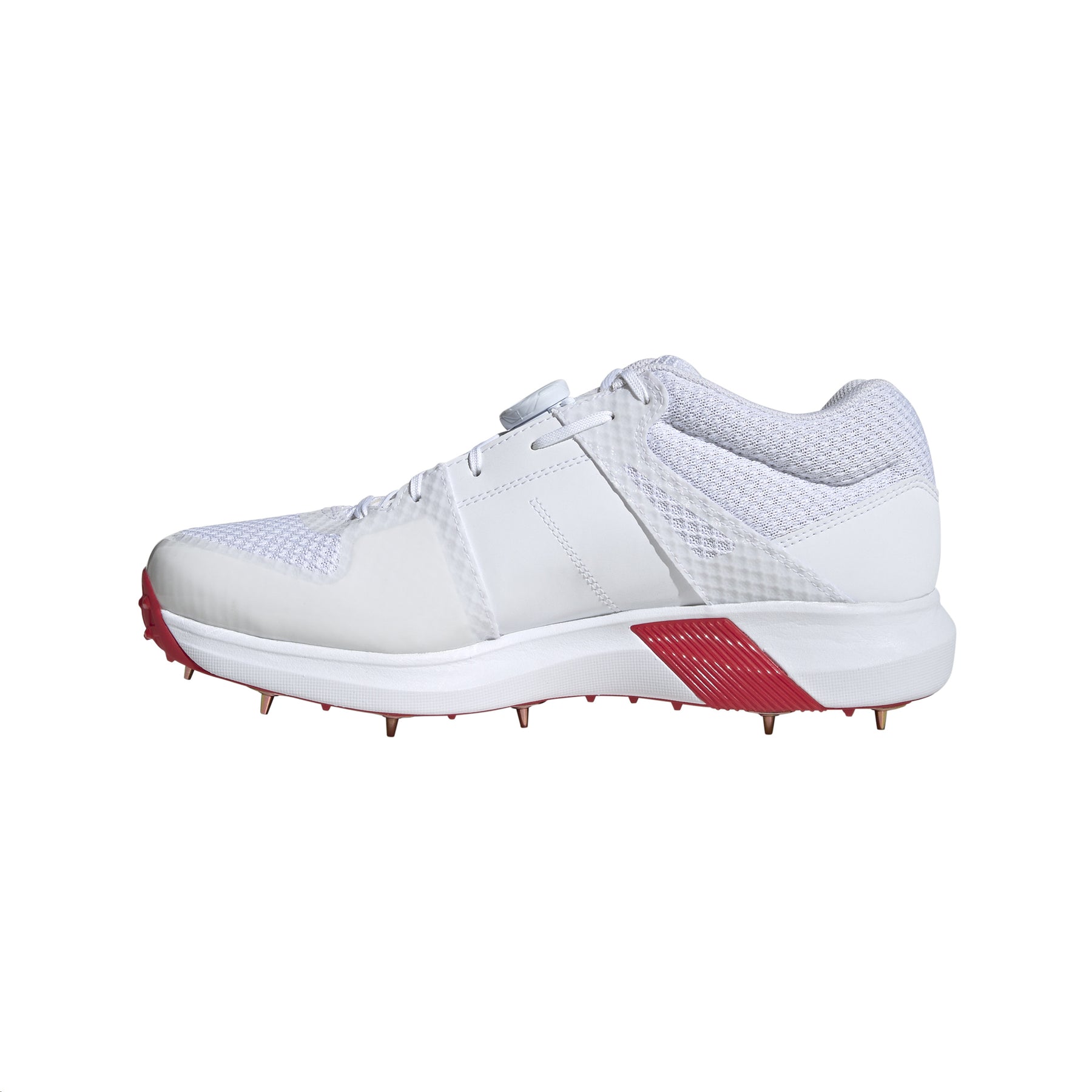 Adidas Adipower Vector Mid Spike Cricket Shoes: White/Gold/Red