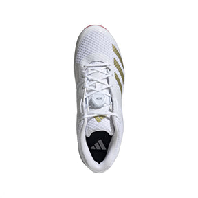 Adidas Adipower Vector Mid Spike Cricket Shoes: White/Gold/Red
