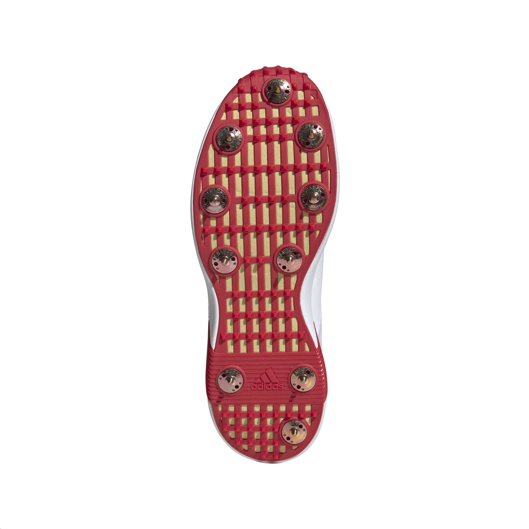 Adidas Adipower Vector Mid Spike Cricket Shoes: White/Gold/Red