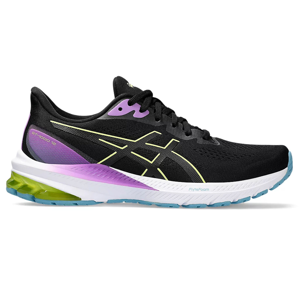 Asics GT 1000 12 Womens Running Shoes: Black/Glow Yellow