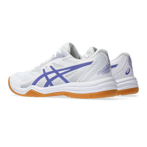 Asics Upcourt 5 Womens Indoor Court Shoes: White/Blue Violet