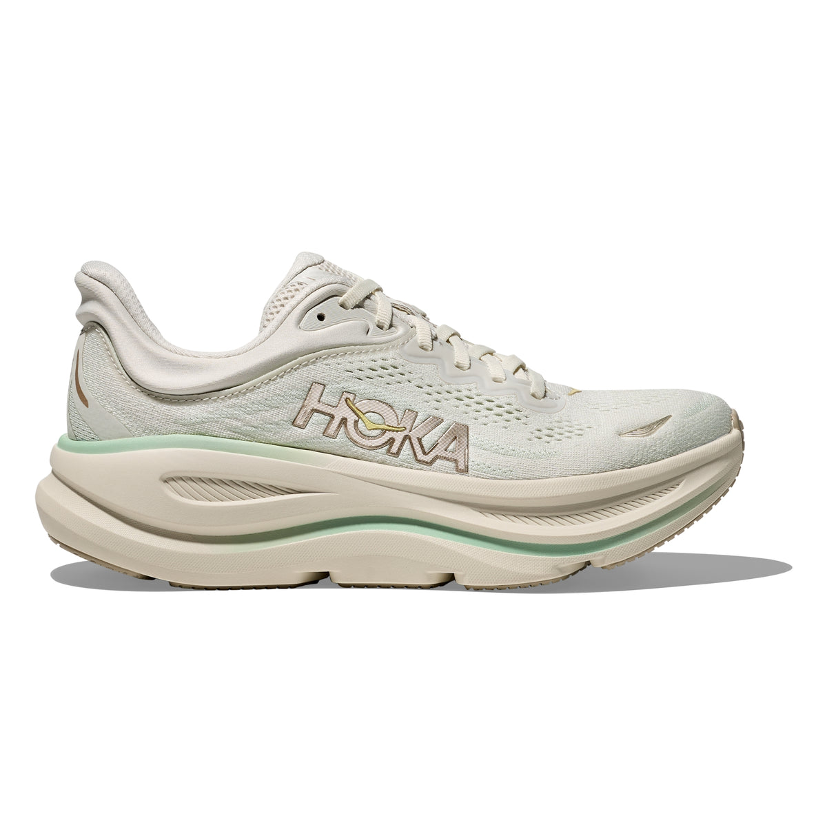 Hoka Bondi 9 Womens Running Shoes: Truffle Salt/Sea Glass