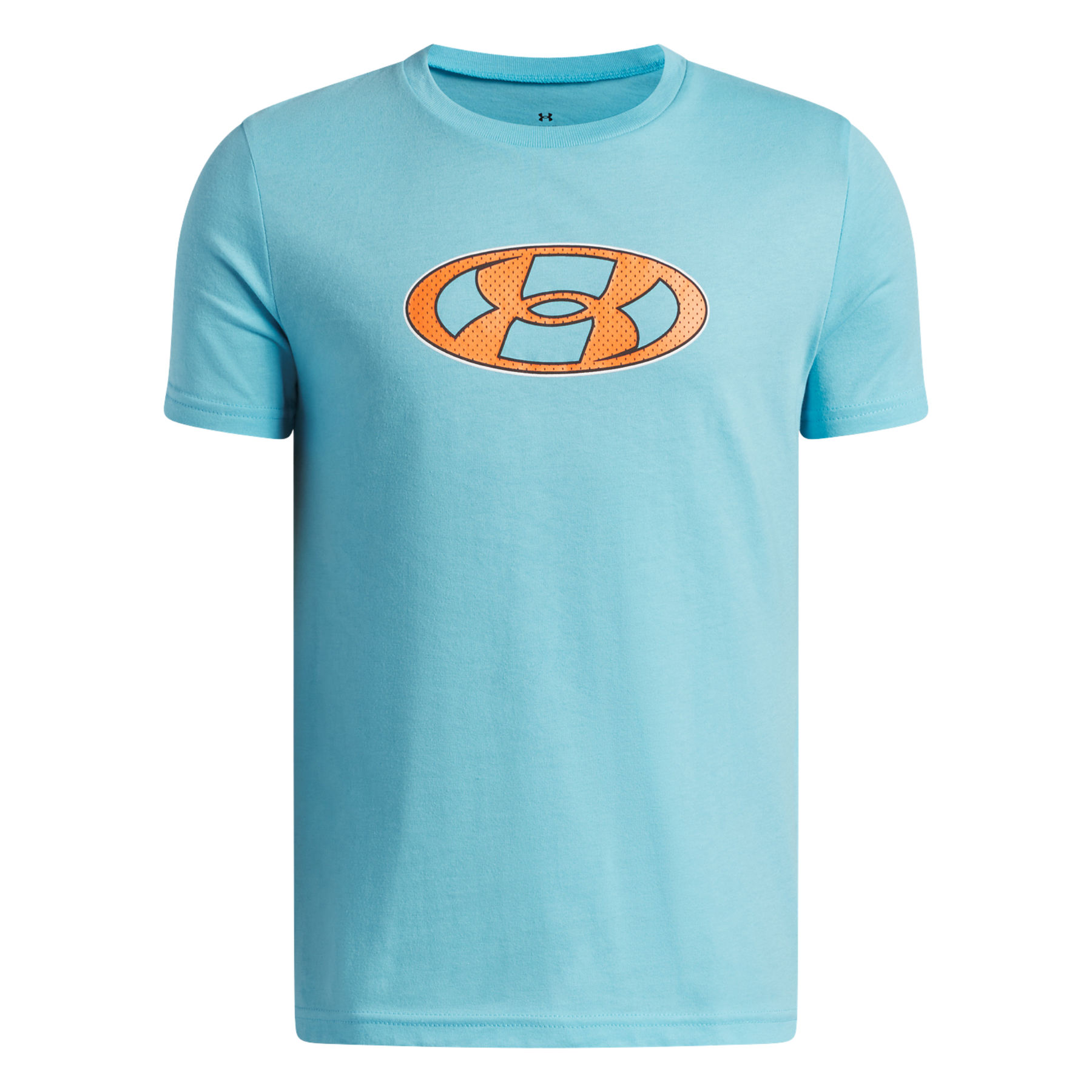 Under Armour Mesh Lockertag Junior SS Tee: Frescho Blue/Outrageous Orange