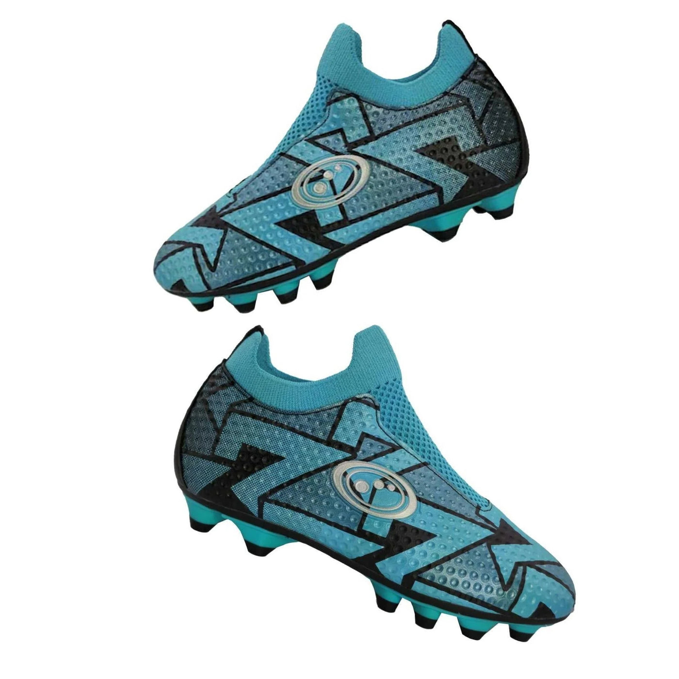 Optimum Aztec Laceless Moulded Stud Kids Football Boots: Ice Blue