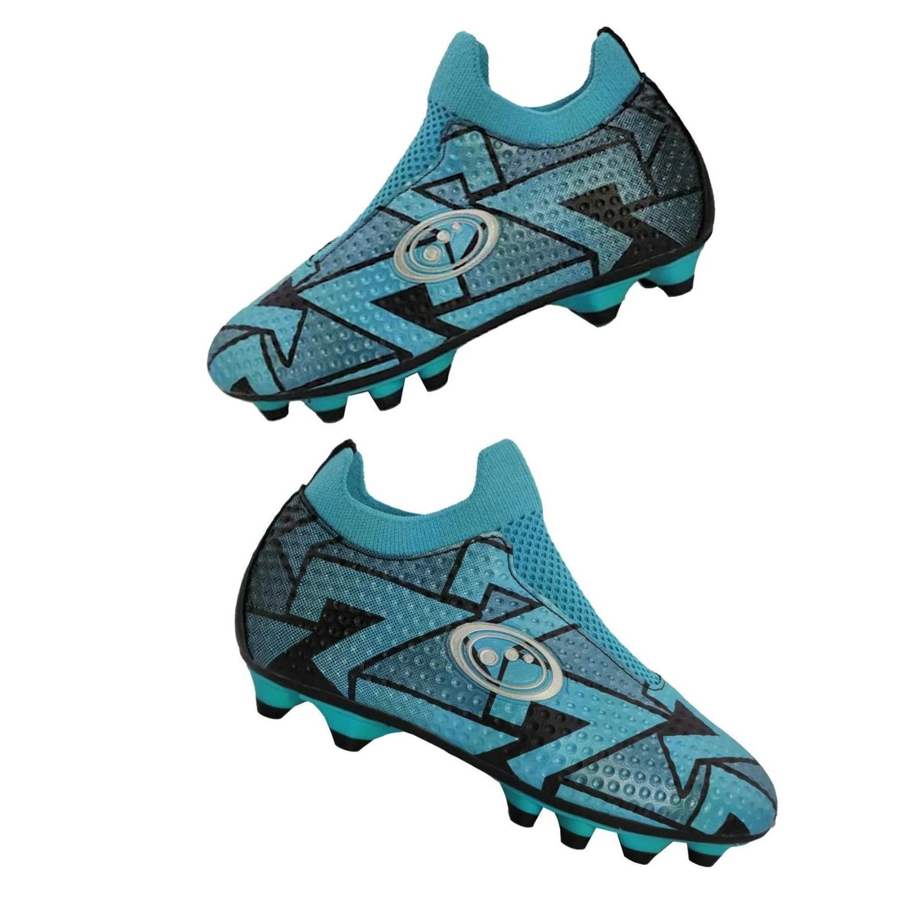 Optimum Aztec Laceless Moulded Stud Kids Football Boots: Ice Blue
