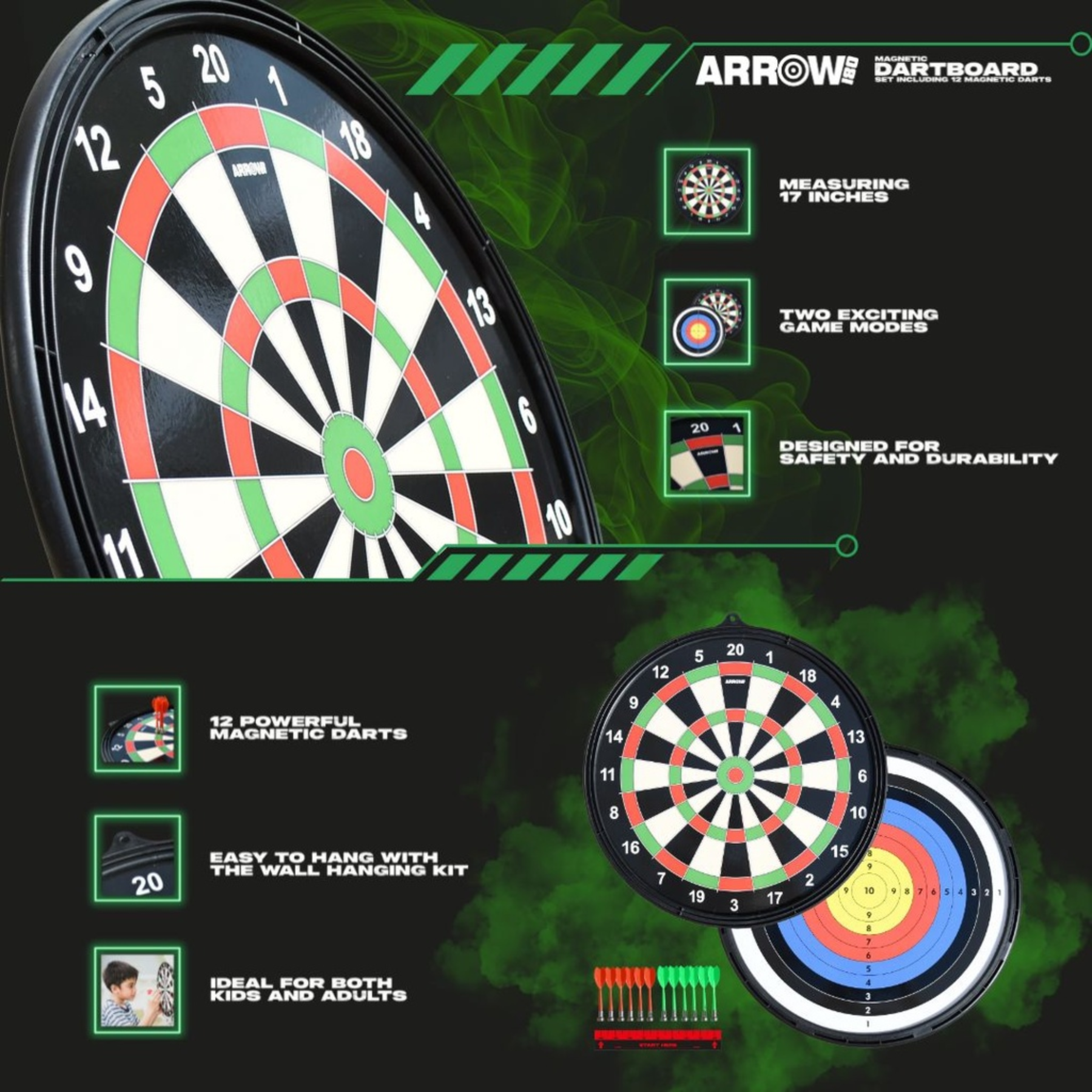 Arrow180 Magnetic Dartboard Set