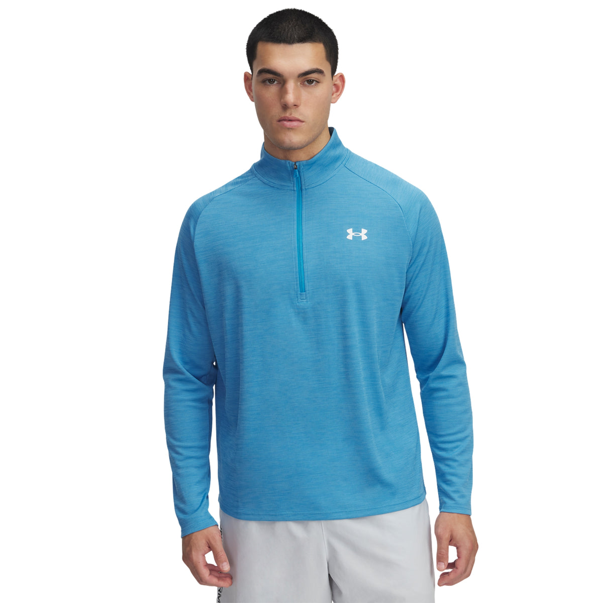 Under Armour Tech Textured Mens 1/4 Zip 2025: Blue/Tonic White