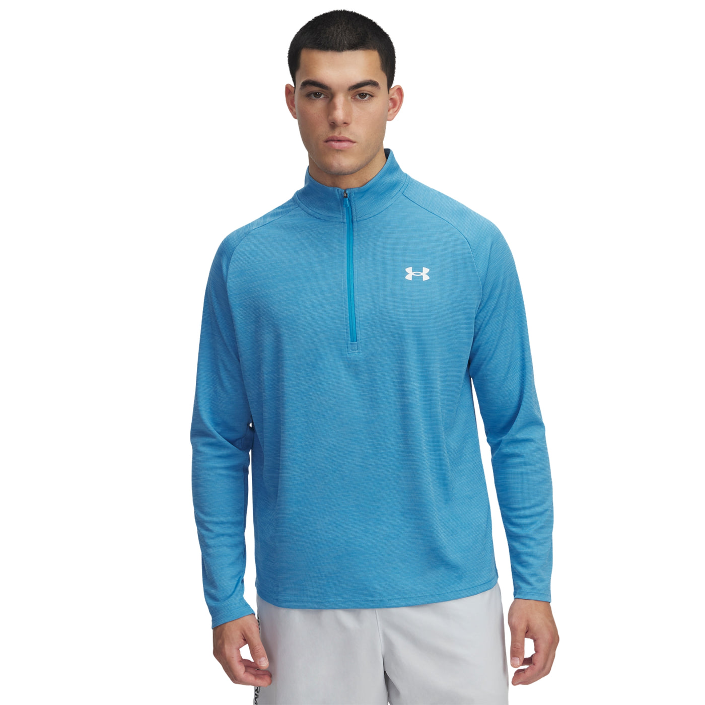 Under Armour Tech Textured Mens 1/4 Zip 2025: Blue/Tonic White